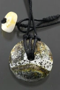 Genuine BALTIC AMBER Bluish White Big Hole Leather String Pendant 6.1g 200305-11 - Picture 1 of 5