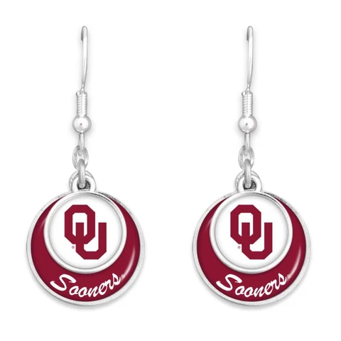 Oklahoma Sooners Stacked Disk Earrings Jewelry Gift Licensed OU Cover