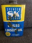 Vintage Kellogg Textron Boiled Inedible Linseed Oil Can 1 Pint Tin Near Full