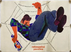 Original Vintage Poster ALCOHOLISM - DANGEROUS SPIDER WEB - DRINKING - 1973 - Picture 1 of 9