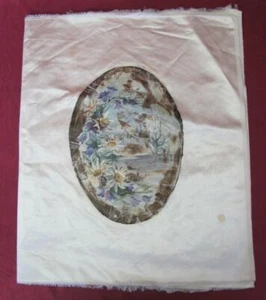 1930s ANTIQUE HAND PAINTED SATIN PILLOW CASE w/FLORAL MOTIFS  - Picture 1 of 8