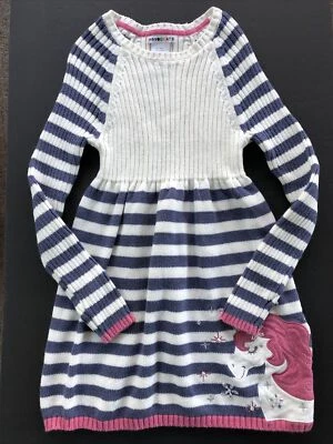 Vestido Novogratz Niñas (6X) Tejido Manga L Rayas Azul-Blanco Rayas Nuevo sin Etiquetas Foto 1 de 4