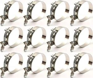Abrazaderas de manguera de silicona con perno en T de acero inoxidable de 12 piezas de 2,5" 66 mm-76 mm tubería - Imagen 1 de 3