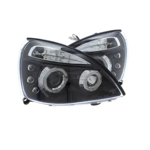 Renault Clio Campus Headlights Mk2 Black Twin LED Angel Eyes DRL 01-09 Upgrade - Picture 1 of 12