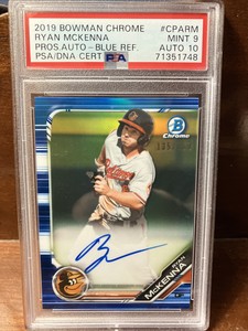 2019 Bowman Chrome Ryan McKenna Blue Refractor Prospect Auto #135/150 PSA 9 Card