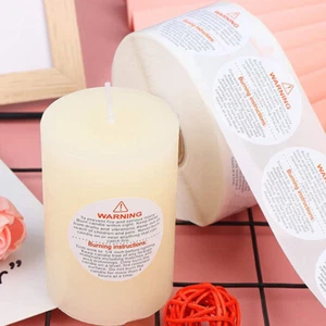 500pcs/roll Candle Warning Label Candle Jar Container Stickers Safety LabelB! S1 - Picture 1 of 16