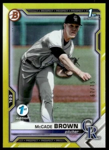 2021 Bowman Draft YELLOW /75 McCade Brown Colorado Rockies #BD-59 - Picture 1 of 2