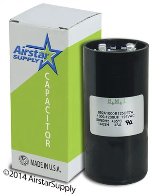 BMI Motor Start Capacitor 1000-1200 uF 110 / 125 VAC MARS 11030 JARD 11930 PMJ1000