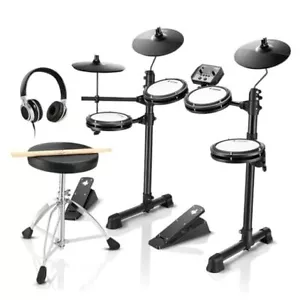 Electronic Drum Set with 4 Quiet Mesh Pads, 180+ Sounds, 2 Pedals, DED-80 - Picture 1 of 7