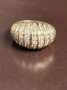 Hammerman Brothers 14k Yellow Gold 1 Carat Natural Diamond Chanel Set Dome Ring - Picture 1 of 21