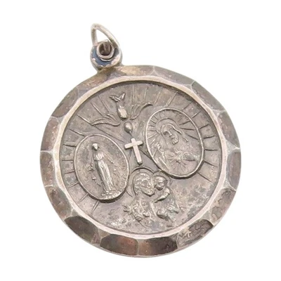 925 Sterling Silver Vintage Pendant Catholic Four Way Religious Medal  PT25420 - Image 1 of 4