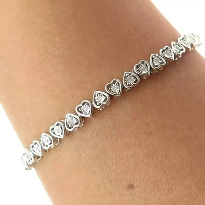 5 Ct Round Cut Lab Created Diamond Women's Tennis Bracelet 14K White Gold Plated - Image 1 of 4