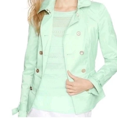 Gabardina WHBM Divinity verde menta 3p 4P Shell Tank SP cinturón ajustado S nueva con etiquetas $270 Foto 1 de 4