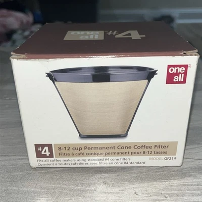 Filtro de café permanente One All by Medelco #4 Cone Golden Touch Plus - Nuevo - EE. UU. Foto 1 de 3