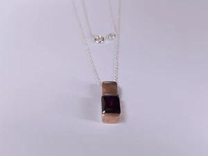 Vintage Sterling Silver & Faceted Amethyst Necklace Pendant..18" Silver Chain. - Picture 1 of 17
