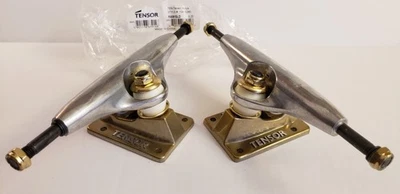 Tensor Alloys Skateboard Trucks 5.25 Raw/Gold/White Bushings  Pair - Image 1 of 3