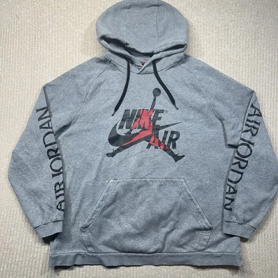 Sudadera con capucha para hombre Nike Air Jordan XXL gris/blanco/rojo Swoosh LEER Foto 1 de 4