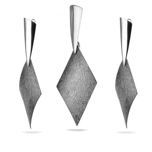Set geometrico argento sterling 925 orecchini pendenti gioielli minimalisti - Foto 1 di 9