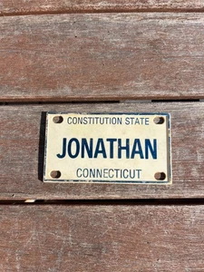 Connecticut Bicycle License Plate JONATHAN - Picture 1 of 2