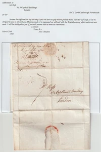 1808 PORTSMOUTH PMK BRIEF ALEXr CHRYSTIE AUF H C S LORD CASTLEREAGH BENÖTIGT £15 - Bild 1 von 2