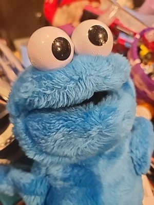 "Mítere de mano de cuerpo completo Cookie Monster 1986 vintage Playskool Plaza Sésamo 16""" Foto 1 de 4