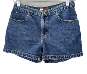 Vintage Tommy Hilfiger Jean Shorts 16 Girls Blue Denim Jorts 100% Cotton - Picture 1 of 6