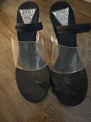 Jeffrey Campbell Calzado Talla 7 Tacones Acrílicos Años 90 De Colección Sandalia Tacón Grueso Y2K Foto 1 de 3