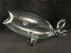 Blenko Fish 17x8”Art Glass Vase Vintage MCM Bowl Hand Blown Clear Large Rare - Picture 1 of 11