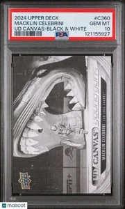 2024 UD Extended UD Canvas Young Guns RC Macklin Celebrini Black White PSA 10 - Picture 1 of 2