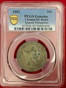 1882 Spanish Philippines 50 Centimos – PCGS XF Details Silver Colonial (3.22) - Picture 1 of 2