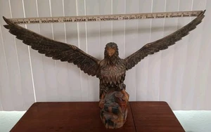 Hand Carved Wooden Eagle Sculpture 36"X 17" Detachable Wings No Defects VTG - Picture 1 of 24