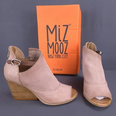 Miz Mooz Knox Pearl Leather Ankle Wedge Sandals Back Zip Peep Toes Eu 37 US 6.5 - Image 1 of 4