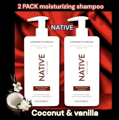 PACK DE 2 CHAMPÚES HIDRATANTES NATIVOS de coco y vainilla 487 ml cada uno orgánico Foto 1 de 4