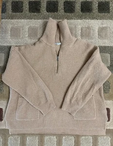 Madewell Glenbrook Half-Zip Pullover Sweater Heather Saddle Merino Wool Large - Picture 1 of 12