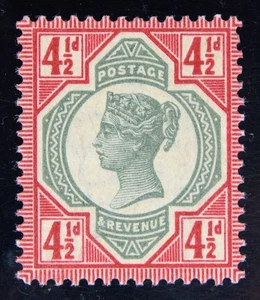 GB SG206 QV 1887 4-1/2d Green & Carmine, Jubilee Issue, Mint MVLH - Picture 1 of 2