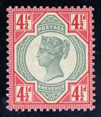 GB SG206 QV 1887 4-1/2d Green & Carmine, Jubilee Issue, Mint MVLH - Image 1 of 2