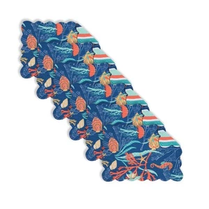 Bimini Island Coastal Sea Life Cotton Quilted Reversible Placemats Set of 6, - Picture 1 of 4