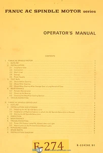 Fanuc AC Spindle Motor Series, CNC B-52424E/01 Operation Maint & Parts Manual - Bild 1 von 1