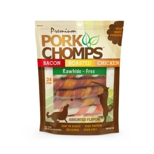 Pork Chomps Assorted Flavor Pork Skin Twists 24 ct - Picture 1 of 6