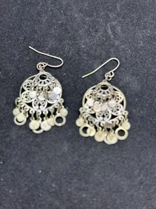 VINTAGE STERLING SILVER VERMIEL CIRCLE SHAPED DANGLE EARRINGS - Picture 1 of 5