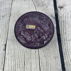 Vintage Böhmen Glas Schmuckkästchen Schale Schmuck Lila Rose Floral Tschechoslowakei - Bild 1 von 7