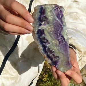 210G Natural and beautiful colored fluorite slice quartz crystal mineral sample - Picture 1 of 12