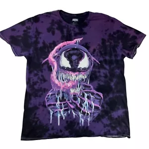 Marvel Venom T Shirt Mens Large Tie Dye Purple Short Sleeve Black Cotton - Picture 1 of 5