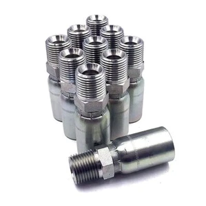 1/4" Hydraulic Hose x 1/4" NPTF Male Pipe Thread Crimp Fittings/Ends (MP-04-04) - Picture 1 of 3