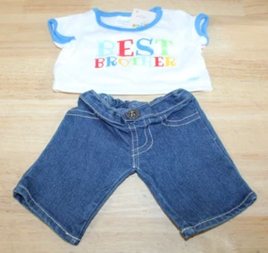 Ropa Build A Bear Workshop, camisa Best Brother y jeans de mezclilla oscuros - Imagen 1 de 2