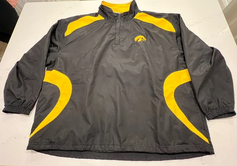 Iowa Hawkeye Pullover Windbreaker 1/4 Zip Mens XXL NCAA by KA Inc. Iowa Hawkeye Cover