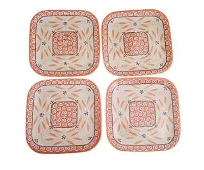 OLD WORLD Temptations Melamine Plastic 4 Square Dinner Plates 10.5" Picnic Patio - Image 1 of 2