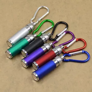 2pcs Mini LED Flashlight Torches Hook Keychain Lamp Key Ring Portable - Picture 1 of 8