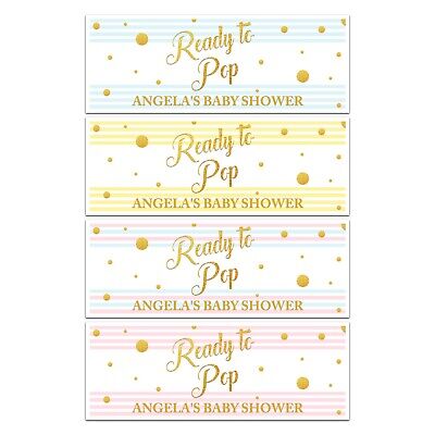 Personalised Baby Shower Ready To Pop Mum Mother Name Banners Party Decorations • 6.06£