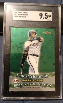 Barry Bonds 2001 Topps Finest MOMENTS-MVP Seasons REFRACTOR #FM11 SGC 9.5 Mint+ - Image 1 of 3